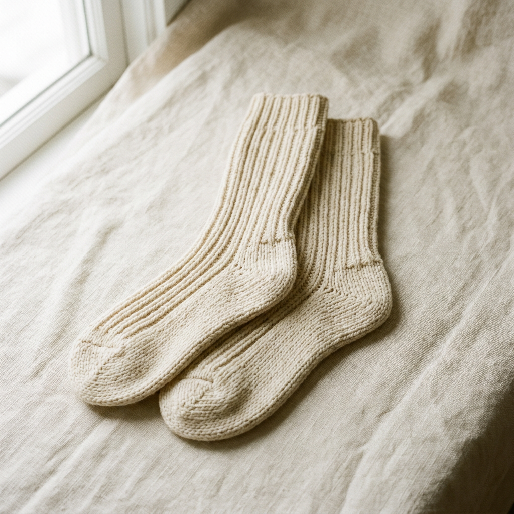 Illustration conceptuelle générée de chaussettes écrues, modèle fournisseur non confirmé